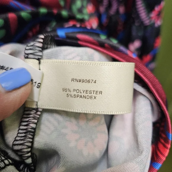 Boston Proper Vibrant Boho Floral Long Sleeve Blouse Bell Cuffs - Picture 9 of 13